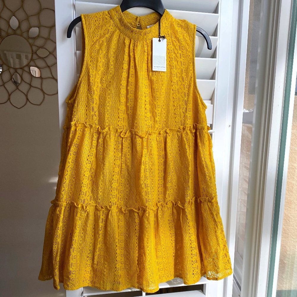 NWT! 💛Loveriche Mustard Yellow Lace Dress,  L